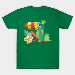 Toucan Tropical Bird with Hibiscus Flowers T-Shirt